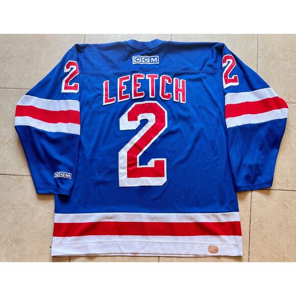 Brian LEETCH #2 New York Rangers 2000s CCM jersey XL blue NHL hockey vintage - Picture 3 of 11